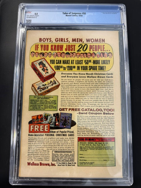 Tales of Suspense #58, CGC 5.5, OFF-WHITE PAGES, Marvel Comics