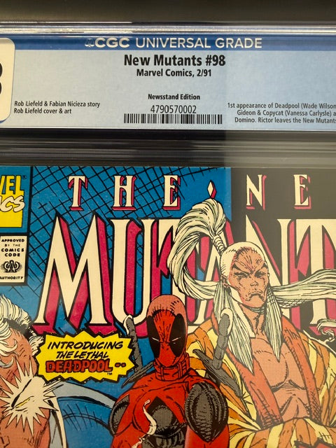 The New Mutants #98 Newsstand Variant, CGC 9.8, WHITE PAGES, Marvel Comics 1991