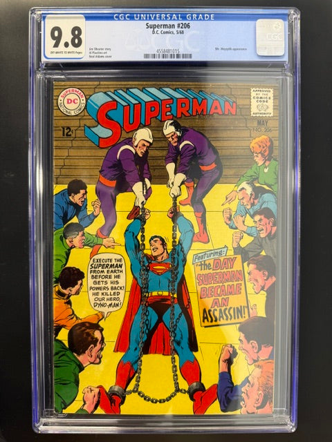 Superman #206, CGC 9.8, OFF-WHITE to WHITE PAGES, DC Comics May 1968