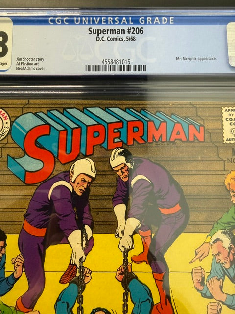 Superman #206, CGC 9.8, OFF-WHITE to WHITE PAGES, DC Comics May 1968