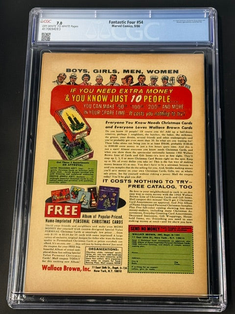 Fantastic Four #54, CGC 7.0, OFF-WHITE to WHITE PAGES, Marvel Comics