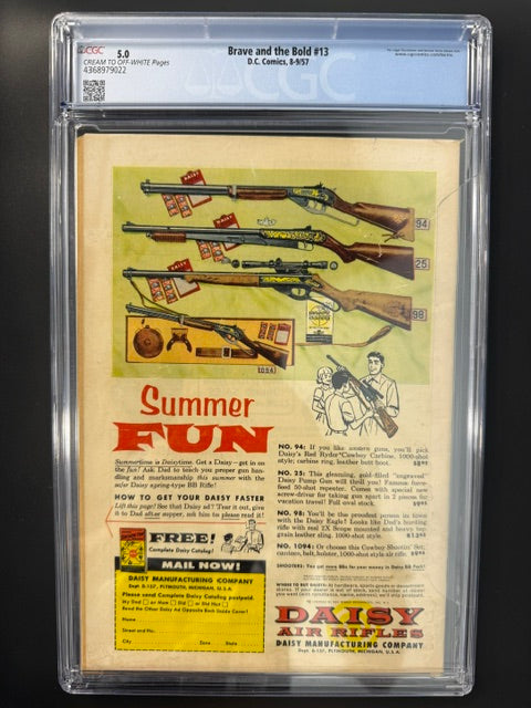 The Brave and the Bold #13, CGC 5.0, CREAM to OFF-WHITE PAGES, D.C. Comics